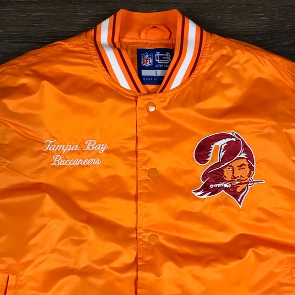 NFL X Ultra Game Tampa Bay Buccaneers Mens Retro Style Classic Orange Jacket NEW - Picture 3 of 8